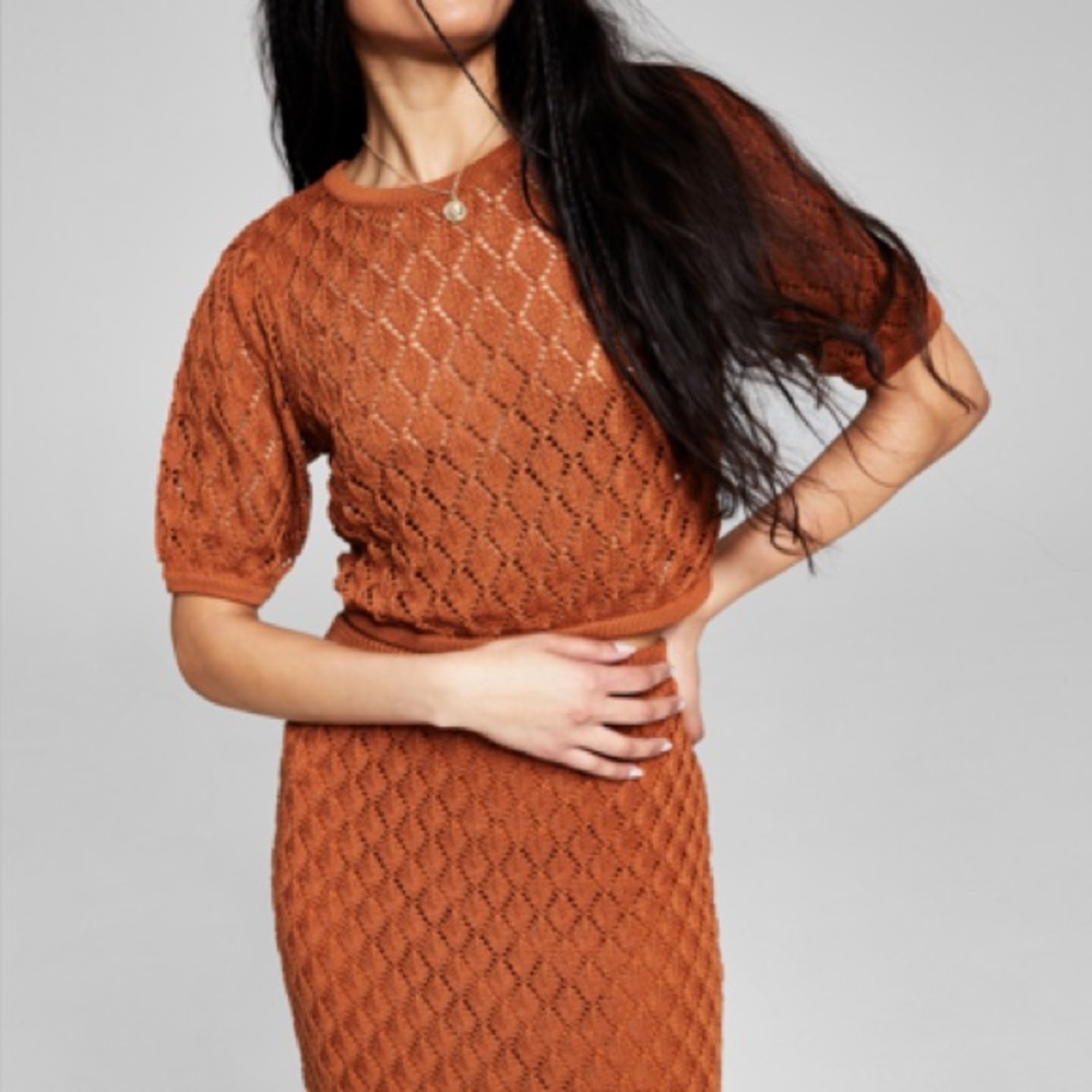 Women's Rust Knit Short-Sleeve 2 Piece Matching Set